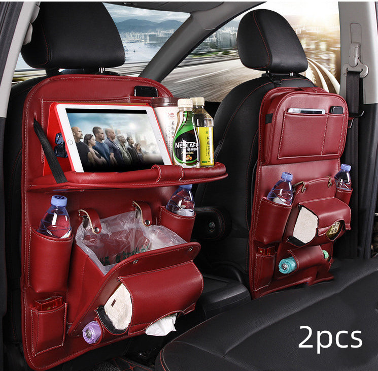 PU Leather Car Seat Back Organizer – Waterproof Multi‑Pocket Storage Bag