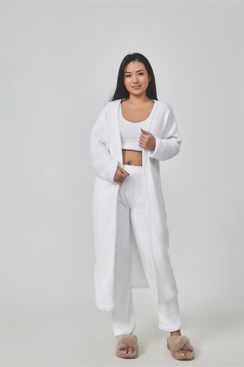 Cozy 3-Piece Lounge Set – Fluffy Pajamas for Women | Winter Comfort Wear - BANGN CREATIVE SOLUTIONS 