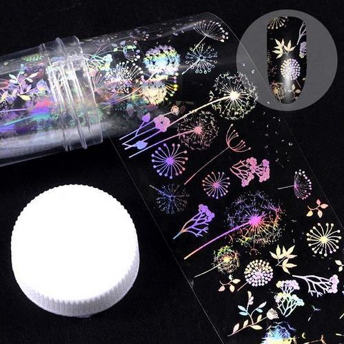 ✨ Holographic Nail Art Transfer Foil Roll – 3D Butterfly & Flame Designs (1M Roll)