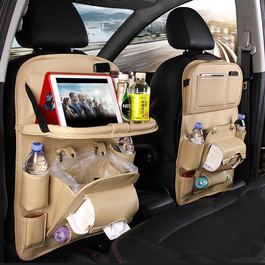 PU Leather Car Seat Back Organizer – Waterproof Multi‑Pocket Storage Bag