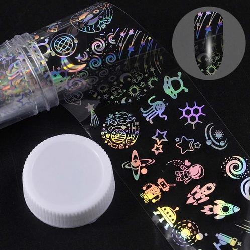 ✨ Holographic Nail Art Transfer Foil Roll – 3D Butterfly & Flame Designs (1M Roll)