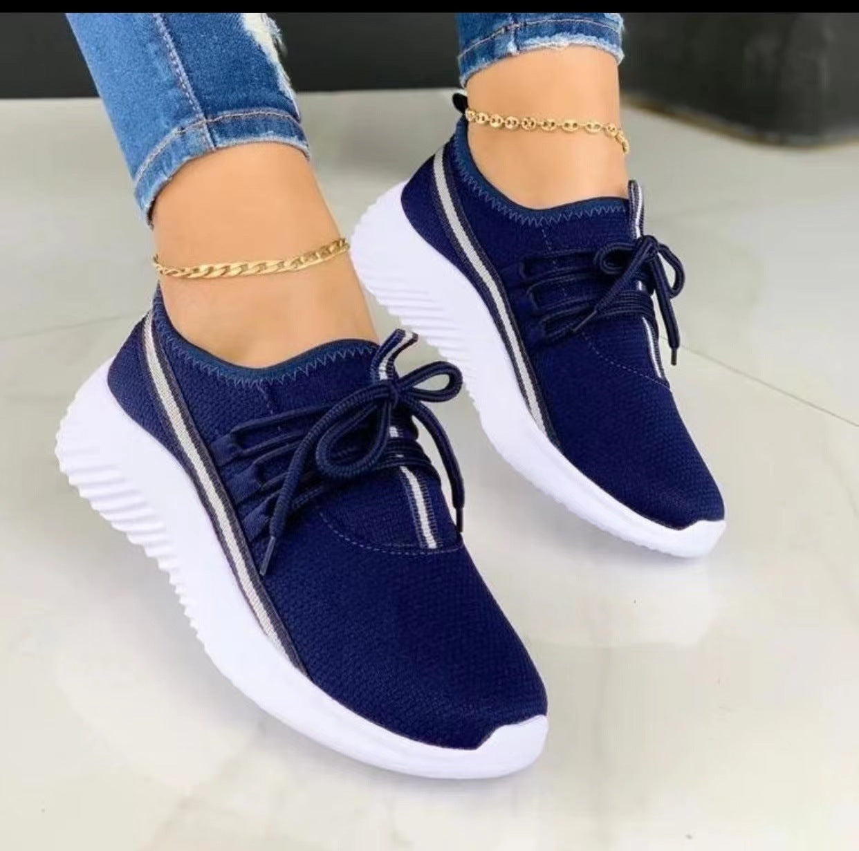 StrideEase Women’s Stripe Sneakers