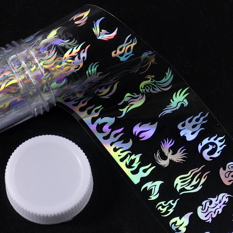 ✨ Holographic Nail Art Transfer Foil Roll – 3D Butterfly & Flame Designs (1M Roll)