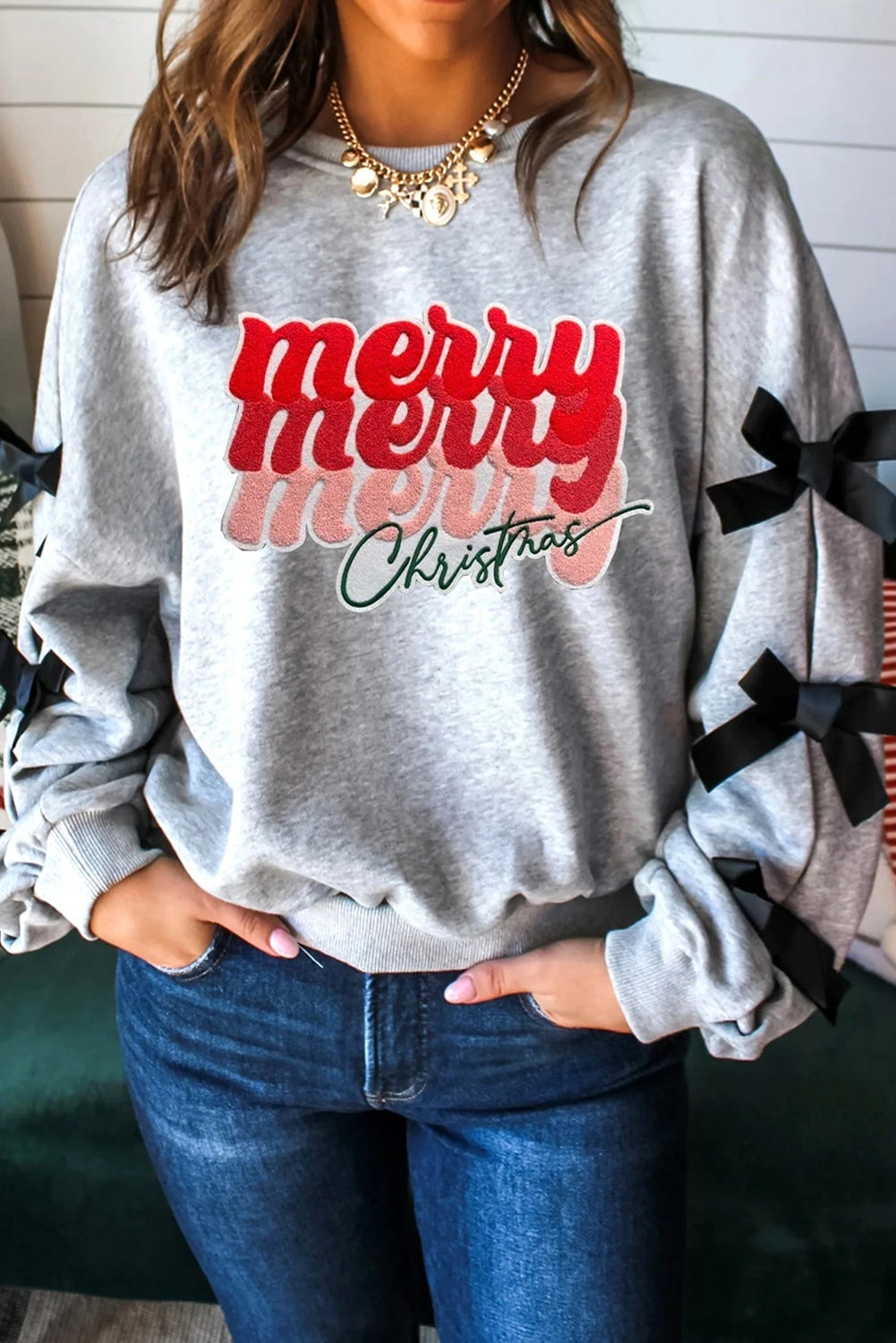 Merry Merry Christmas Ribbon Sweatshirt – Limited Holiday Edition