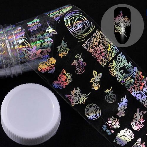 ✨ Holographic Nail Art Transfer Foil Roll – 3D Butterfly & Flame Designs (1M Roll)