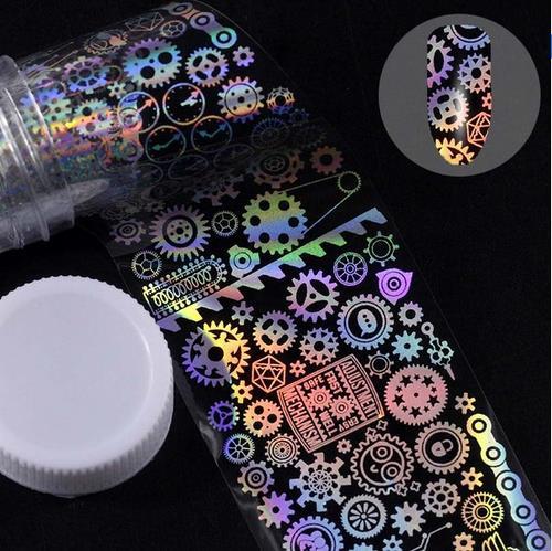 ✨ Holographic Nail Art Transfer Foil Roll – 3D Butterfly & Flame Designs (1M Roll)