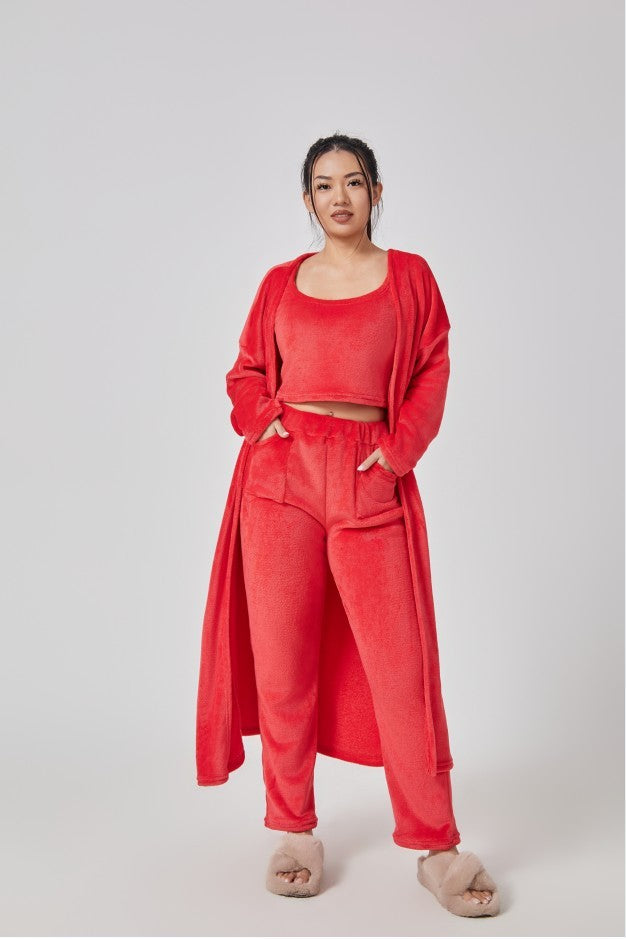 Cozy 3-Piece Lounge Set – Fluffy Pajamas for Women | Winter Comfort Wear - BANGN CREATIVE SOLUTIONS 