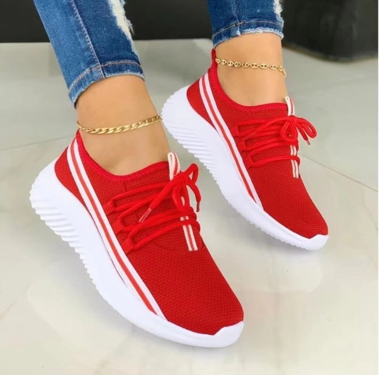 StrideEase Women’s Stripe Sneakers