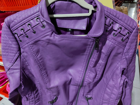 Women’s Faux Leather Moto Jacket – Slim Fit Short Coat with Lapel Collar - BANGN CREATIVE SOLUTIONS 