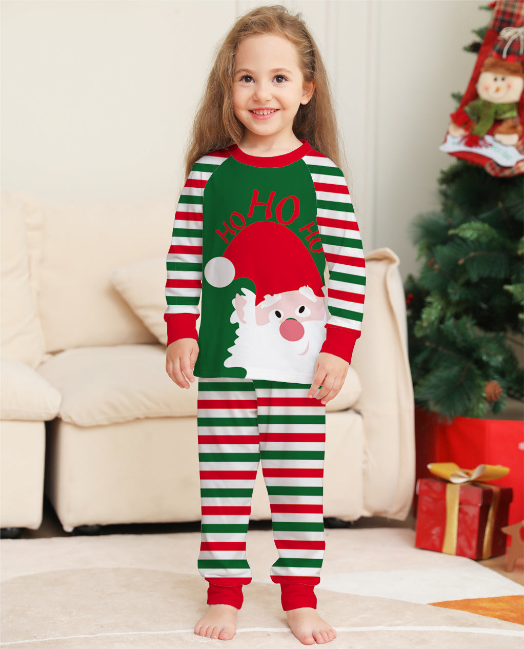 🎅 Family Matching Christmas Pajama Sets – Red & Green Stripe Holiday Sleepwear for Kids & Adults