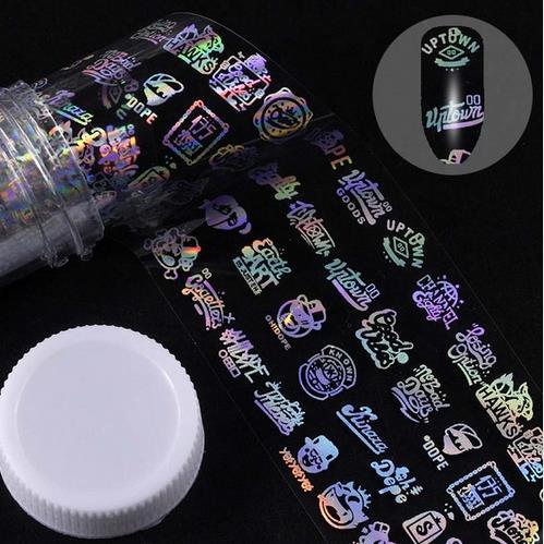 ✨ Holographic Nail Art Transfer Foil Roll – 3D Butterfly & Flame Designs (1M Roll)