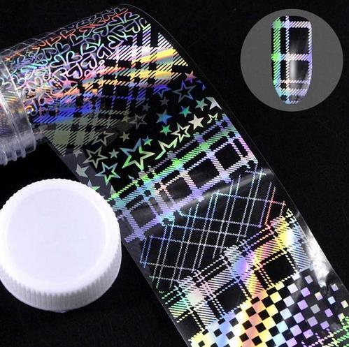 ✨ Holographic Nail Art Transfer Foil Roll – 3D Butterfly & Flame Designs (1M Roll)
