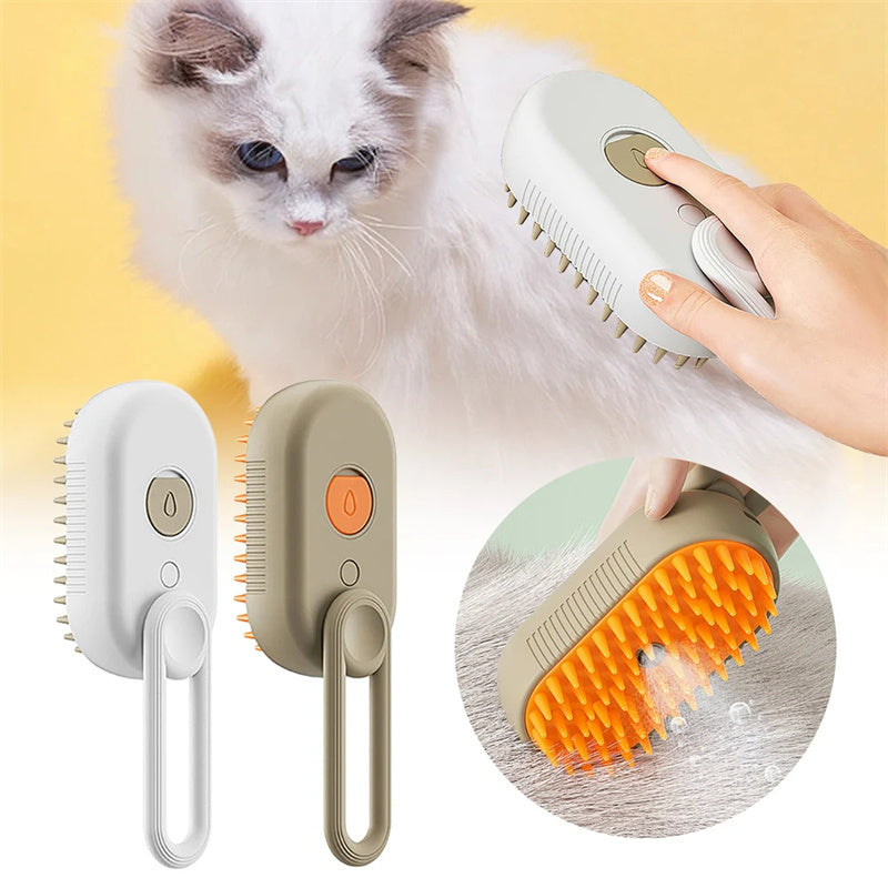 3-in-1 Electric Pet Grooming Brush – Steam, Spray & Massage Comb for Cats & Dogs - BANGN CREATIVE SOLUTIONS 
