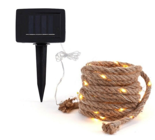 Solar Hemp Rope String Light – Outdoor Waterproof LED Copper Wire Lighting for Patio, Garden & Decor