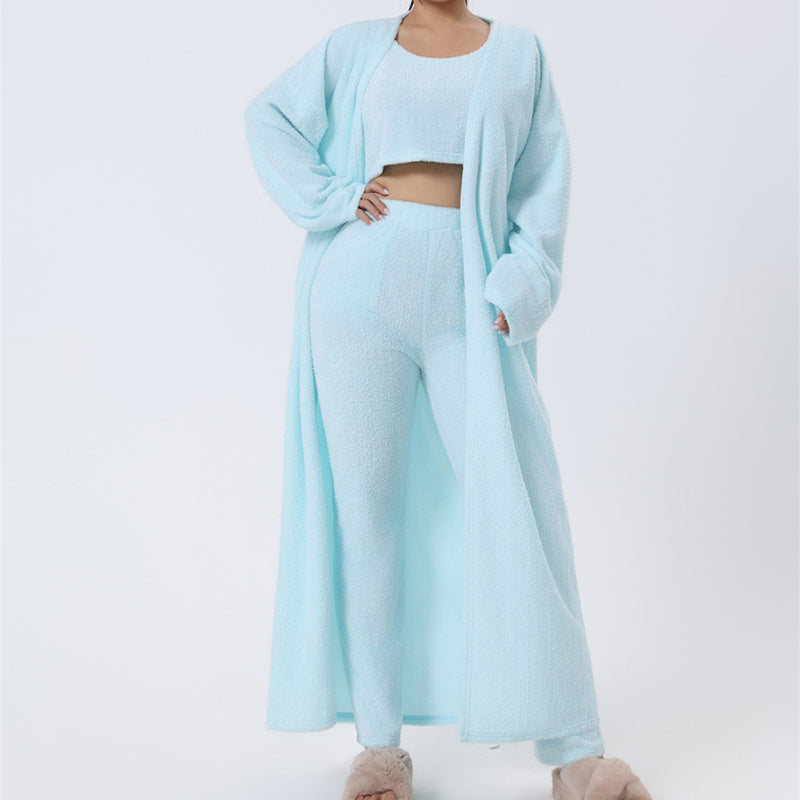 Cozy 3-Piece Lounge Set – Fluffy Pajamas for Women | Winter Comfort Wear