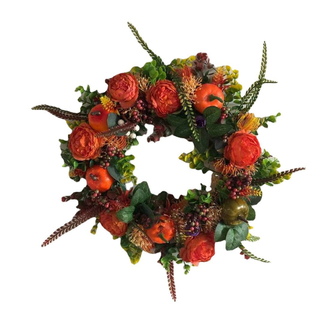 New Autumn Peony  Pumpkin Wreath Home Decor