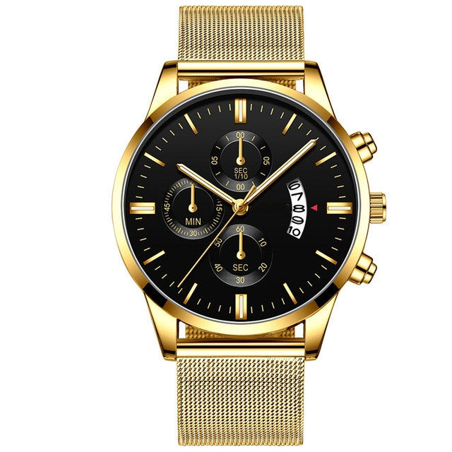Men’s Luxury Mesh Band Quartz Watch – Business & Casual Style - BANGN CREATIVE SOLUTIONS 