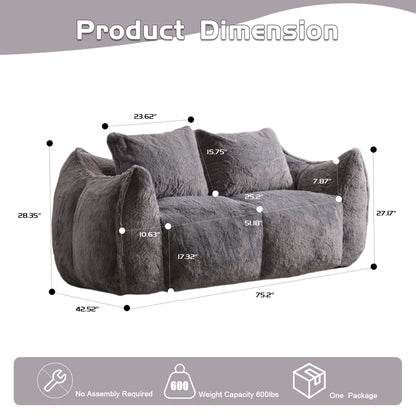Giant Plush Bean Bag Sofa — Grey - BANGN CREATIVE SOLUTIONS 