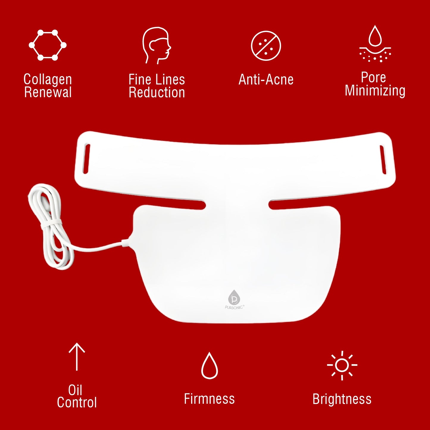 Pursonic Total LED Light Therapy System – Eye Mask, Neck Plate, Multi-Function Skincare Device