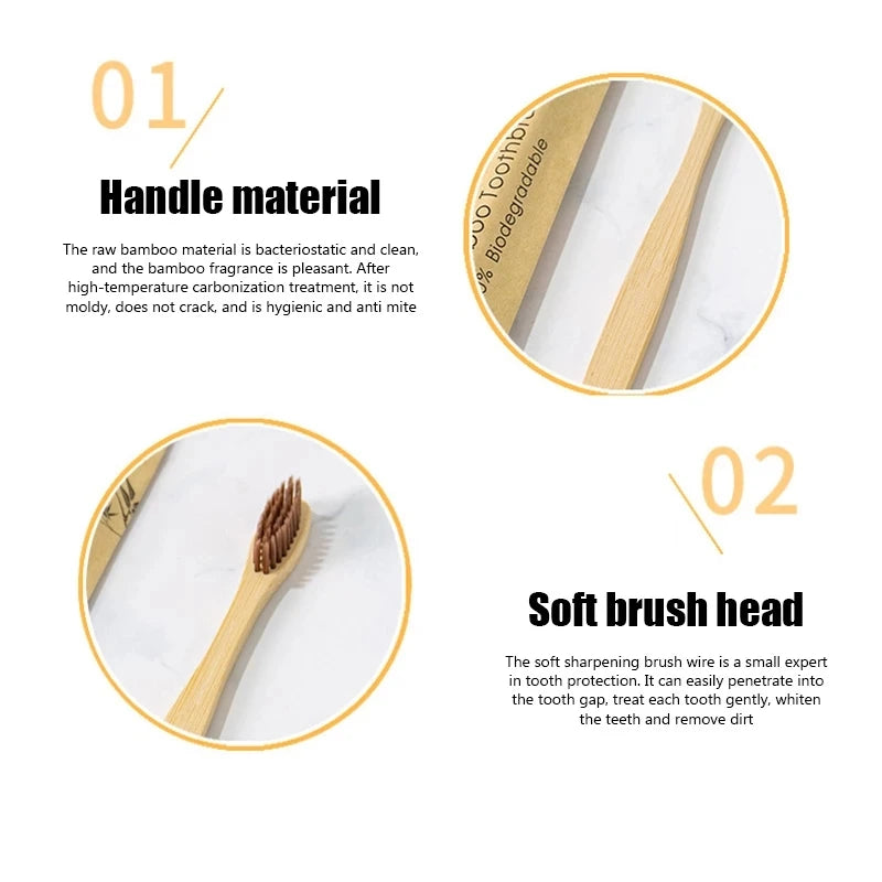Eco-Friendly Bamboo Toothbrush Set (100PCS) – Sustainable, Reusable & Vegan