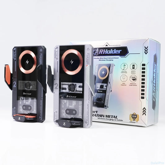 66W Magnetic Wireless Car Charger Mount | Auto-Clamp Phone Holder with LED Mood Lighting - BANGN CREATIVE SOLUTIONS 