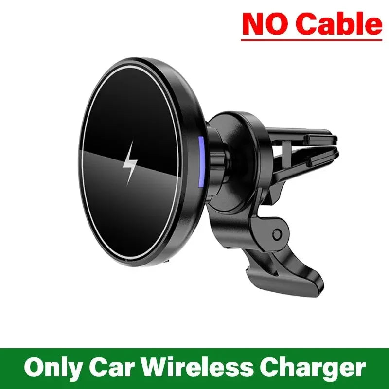 Magnetic Wireless Car Charger Mount | 15W Fast Charging Air Vent Phone Holder for iPhone 12–15 Pro/Max