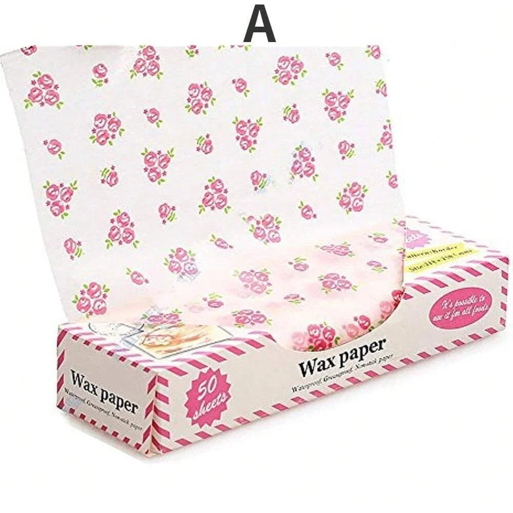 50PCS Wax Paper Wraps | Greaseproof Sandwich & Burger Wrapping Sheets | Baking & Food Packaging Paper