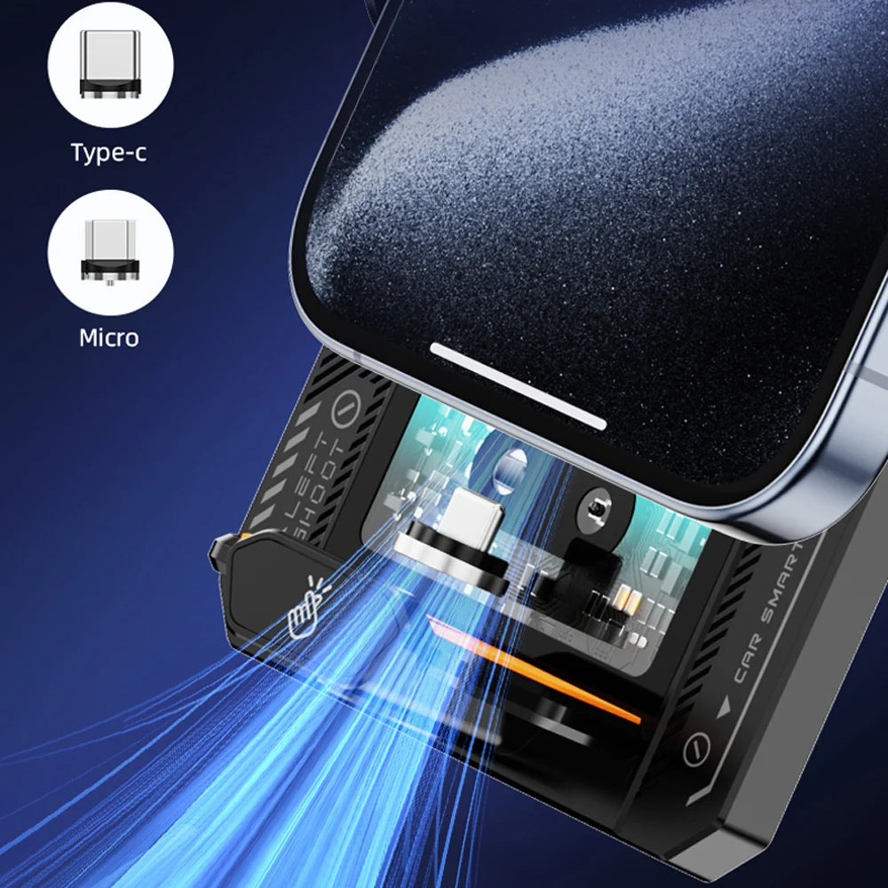 66W Magnetic Wireless Car Charger Mount | Auto-Clamp Phone Holder with LED Mood Lighting