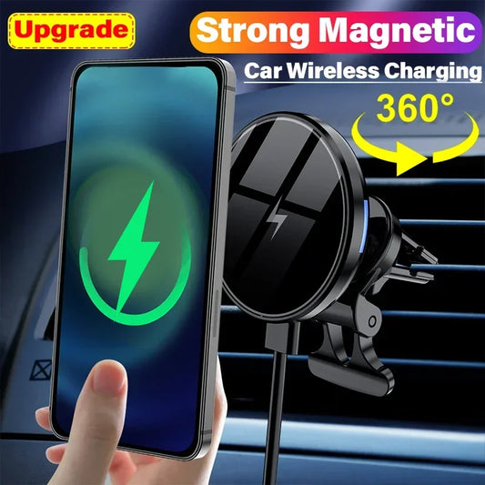 Magnetic Wireless Car Charger Mount | 15W Fast Charging Air Vent Phone Holder for iPhone 12–15 Pro/Max - BANGN CREATIVE SOLUTIONS 