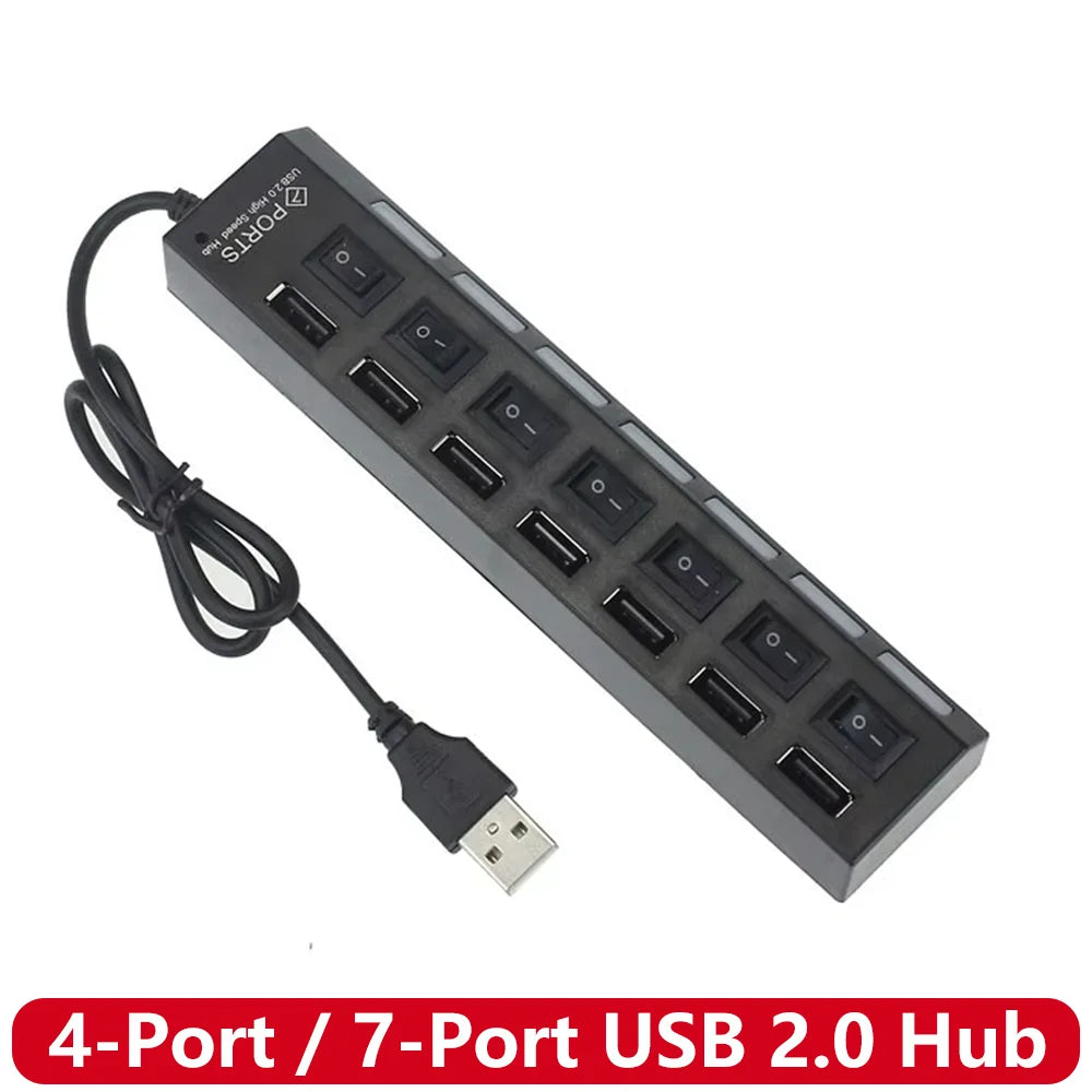 USB 2.0 Hub 7-Ports / 4-Ports USB Splitter USB A Port Data Hub for Laptop PC Computer Mobile HDD Flash Drive - BANGN CREATIVE SOLUTIONS 