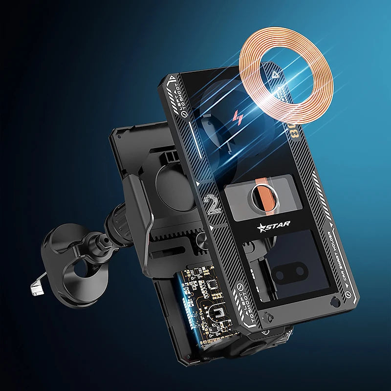 66W Magnetic Wireless Car Charger Mount | Auto-Clamp Phone Holder with LED Mood Lighting