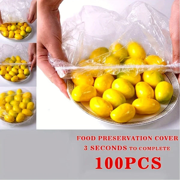 100PCS Elastic Food Covers | Reusable Plastic Wrap Lids for Bowls, Plates & Kitchen Storage - BANGN CREATIVE SOLUTIONS 