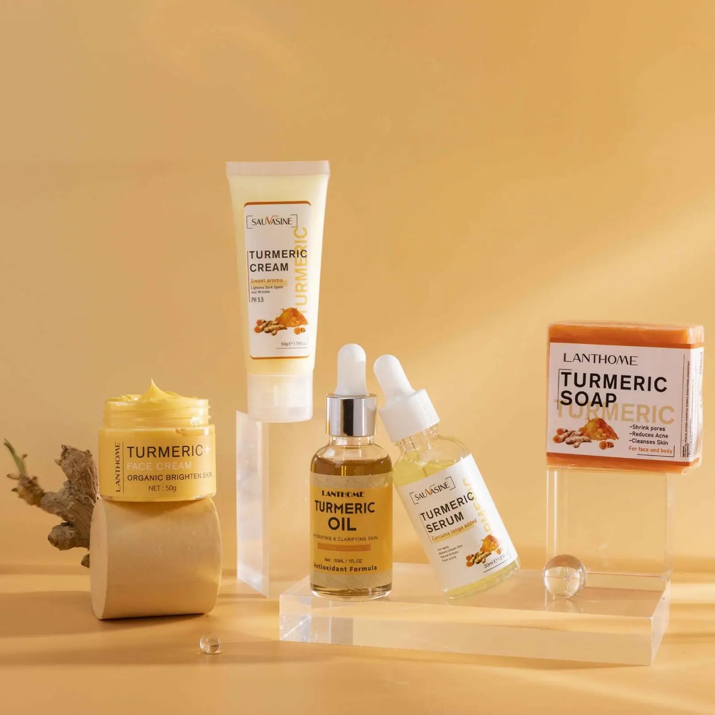 5‑Piece Turmeric Facial Care Set – Cleanse, Treat & Glow