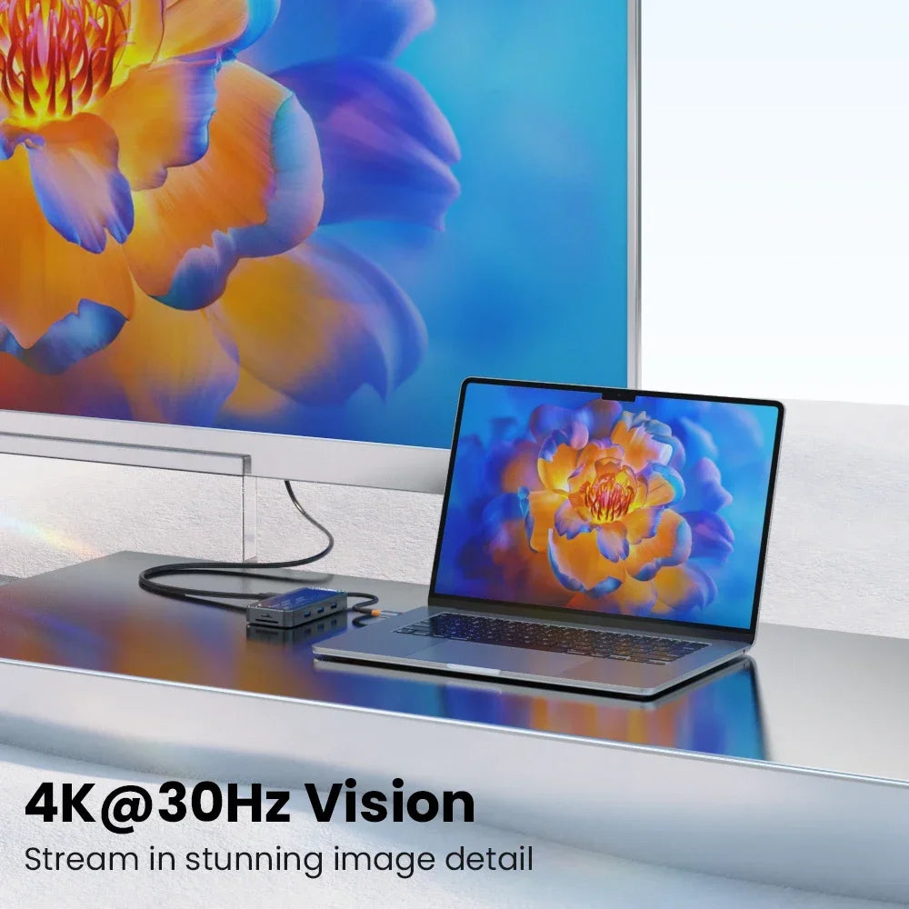 10-in-1 USB-C Docking Hub — 4K HDMI + PD 100W + USB 3.0 Ports for MacBook & Laptop