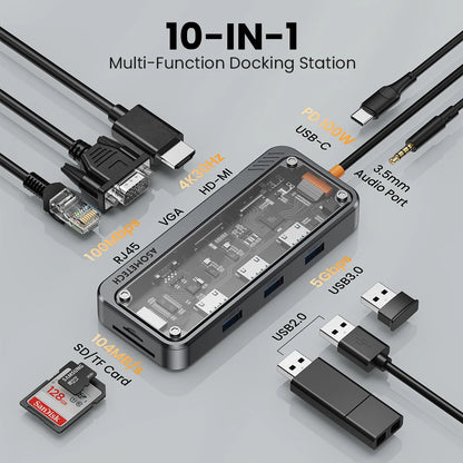 10-in-1 USB-C Docking Hub — 4K HDMI + PD 100W + USB 3.0 Ports for MacBook & Laptop - BANGN CREATIVE SOLUTIONS 
