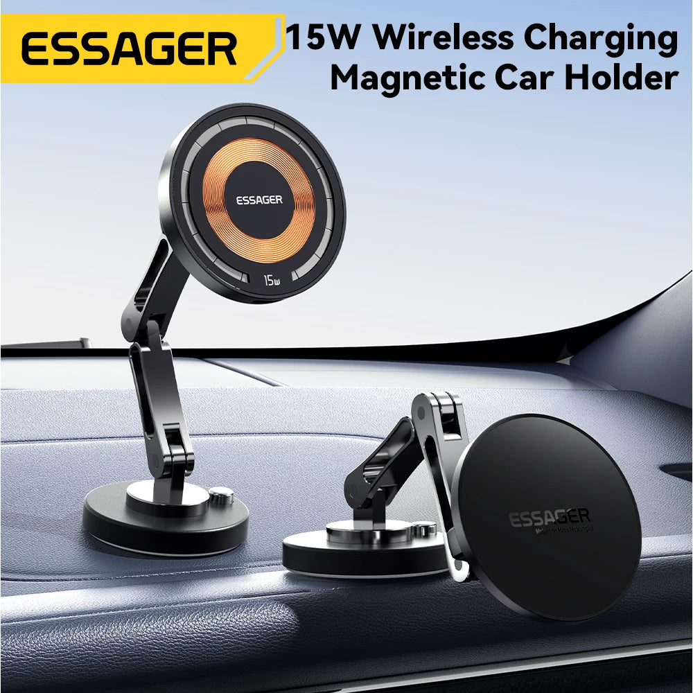 Magnetic Wireless Car Charger | 15W Fast Charging Mount Stand for iPhone 15/14/13 Pro (Magsafe Compatible)