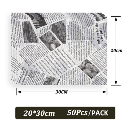 50pcs Oil-Proof Baking Food Wrapper Wax Paper Burger French Fries Wrapping Oilpaper Kitchen Sandwich Bread Food Baking Tools Mat - BANGN CREATIVE SOLUTIONS 