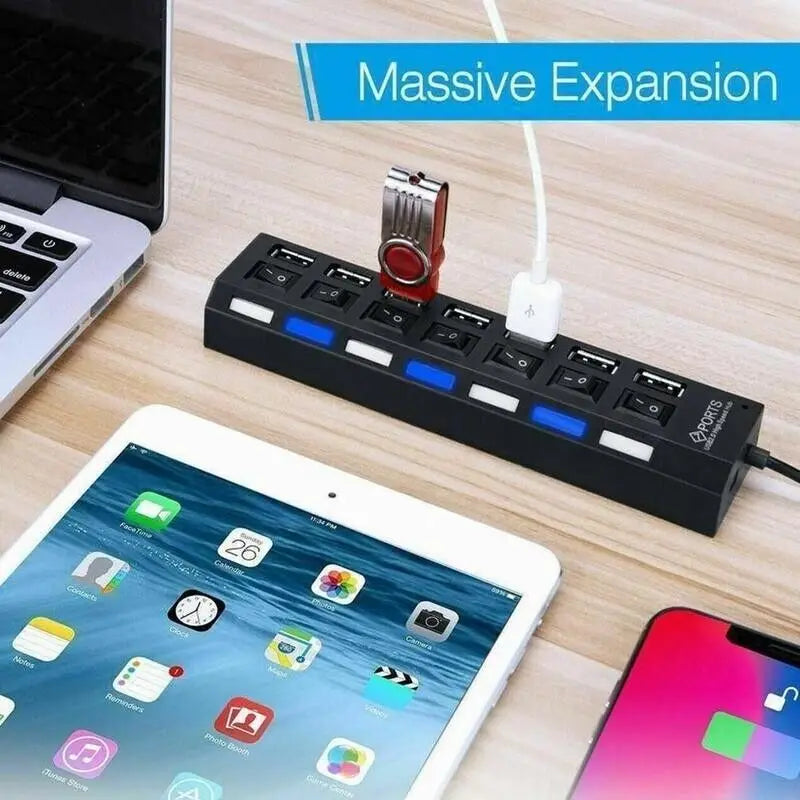 USB 2.0 Hub 7-Ports / 4-Ports USB Splitter USB A Port Data Hub for Laptop PC Computer Mobile HDD Flash Drive - BANGN CREATIVE SOLUTIONS 