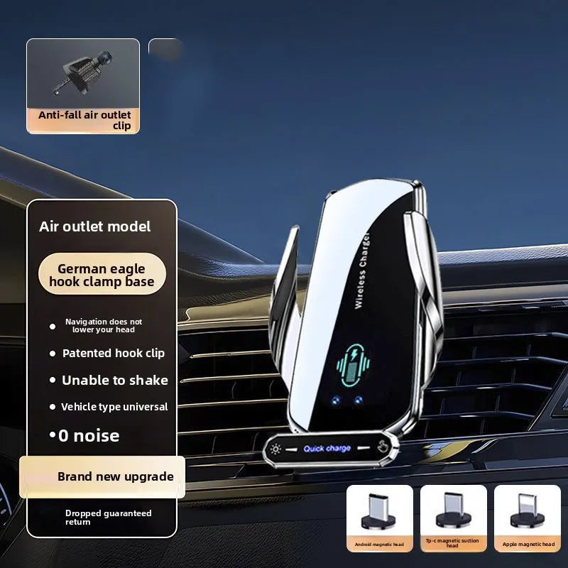 Auto-Clamp Wireless Car Charger Mount | 15W Fast Charging Holder for iPhone & Android Devices