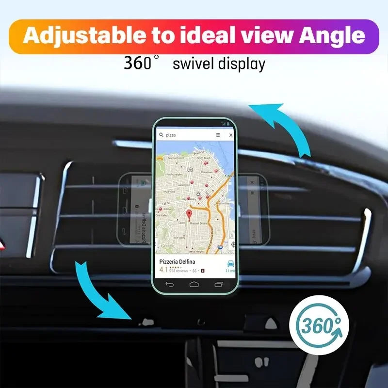 Magnetic Wireless Car Charger Mount | 15W Fast Charging Air Vent Phone Holder for iPhone 12–15 Pro/Max