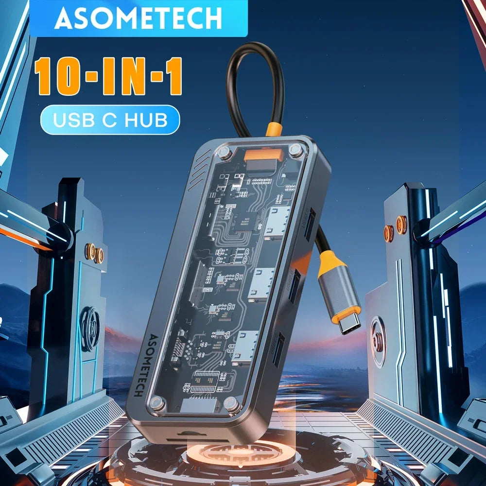 10-in-1 USB-C Docking Hub — 4K HDMI + PD 100W + USB 3.0 Ports for MacBook & Laptop