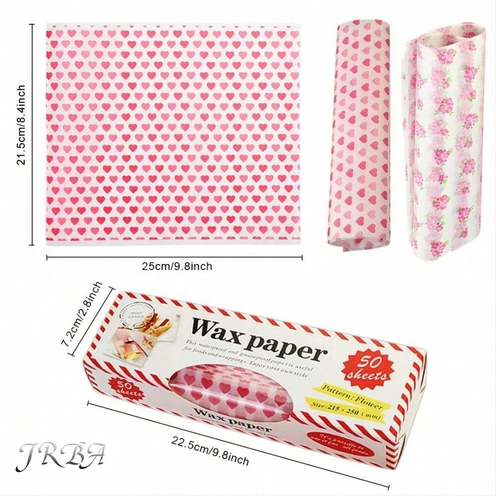 50PCS Wax Paper Wraps | Greaseproof Sandwich & Burger Wrapping Sheets | Baking & Food Packaging Paper