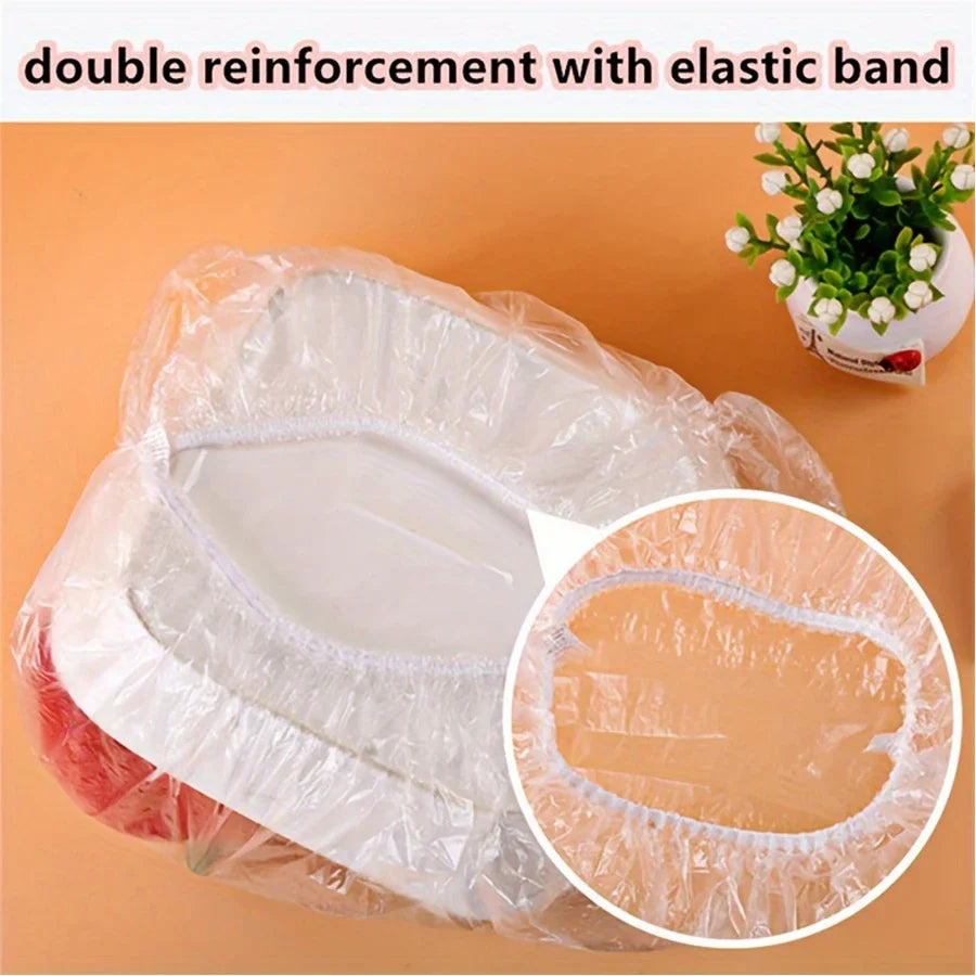 100PCS Elastic Food Covers | Reusable Plastic Wrap Lids for Bowls, Plates & Kitchen Storage