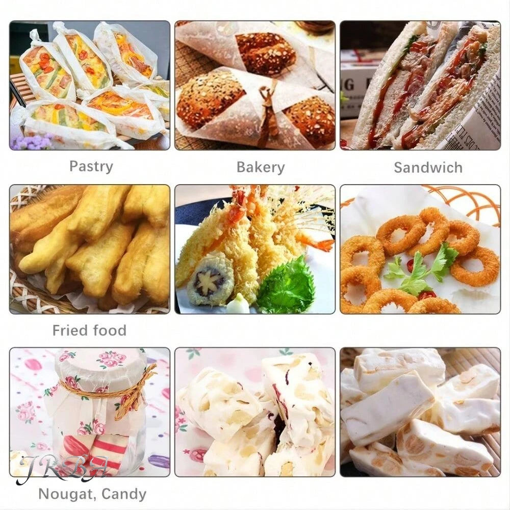 50PCS Wax Paper Wraps | Greaseproof Sandwich & Burger Wrapping Sheets | Baking & Food Packaging Paper