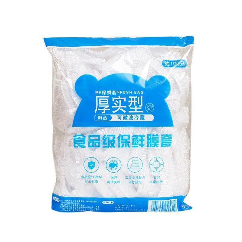 100pcs Disposable Food Cover Plastic Wrap Elastic Food Lids For Fruit Bowls Cups Caps Storage Kitchen Fresh Keeping Saver Bag - BANGN CREATIVE SOLUTIONS 