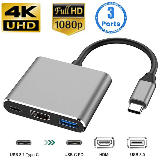 3-in-1 USB-C Hub with 4K HDMI + USB 3.0 + USB-C Power | MacBook/Windows/Android - BANGN CREATIVE SOLUTIONS 