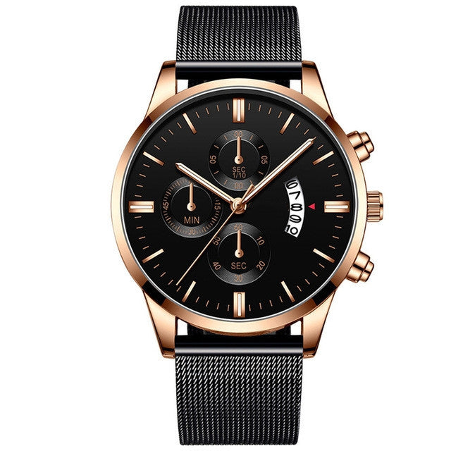 Men’s Luxury Mesh Band Quartz Watch – Business & Casual Style - BANGN CREATIVE SOLUTIONS 