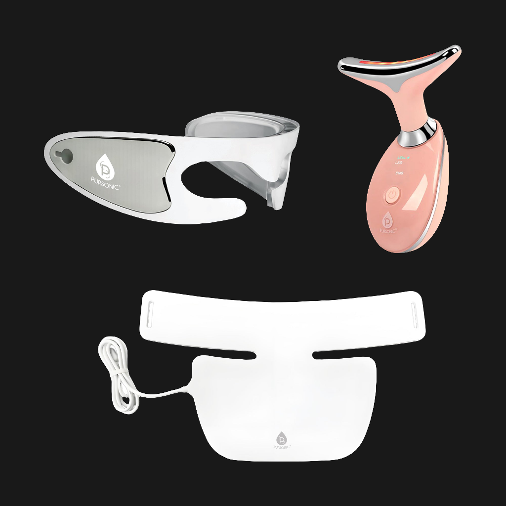Pursonic Total LED Light Therapy System – Eye Mask, Neck Plate, Multi-Function Skincare Device