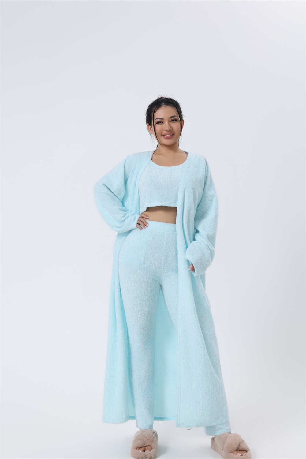 Cozy 3-Piece Lounge Set – Fluffy Pajamas for Women | Winter Comfort Wear