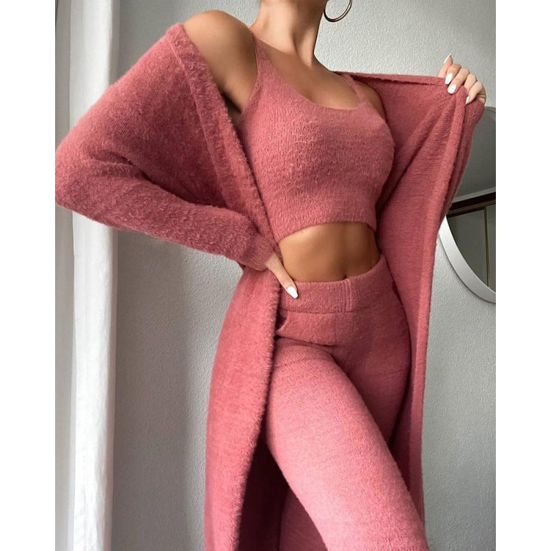 Cozy 3-Piece Lounge Set – Fluffy Pajamas for Women | Winter Comfort Wear